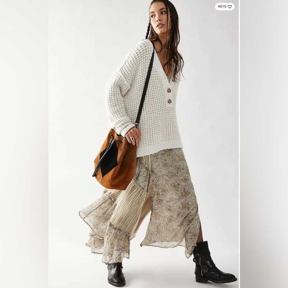 Free People Whistle Thermal Henley Top in White Cloud